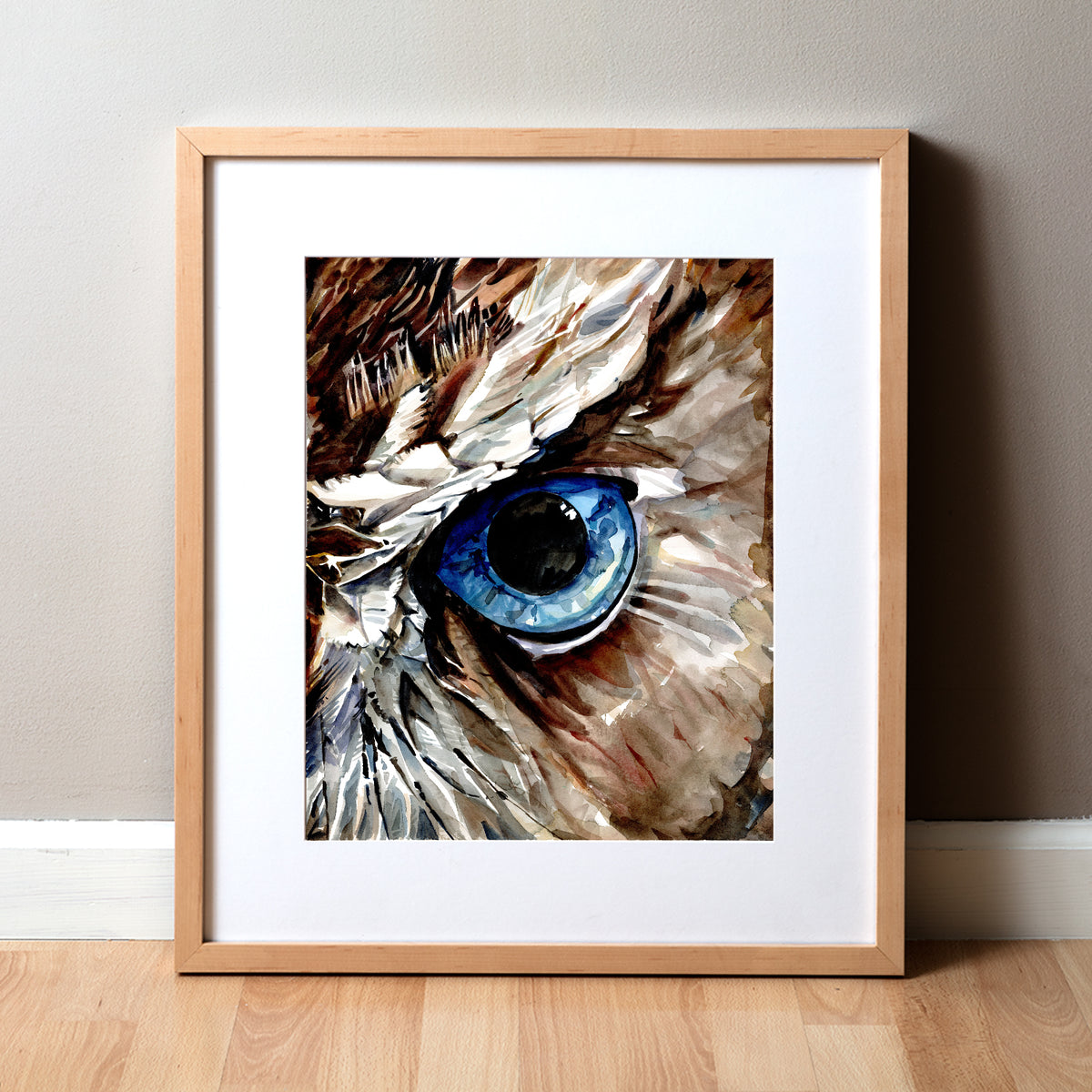 Framed Original Owl acrylic painting birds lover selling gift present nature