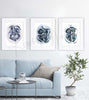 4 Chamber Heart in Neutrals Watercolor Print Set of Three