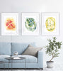 4 Chamber Heart in Bright Colors Watercolor Print Set of Three