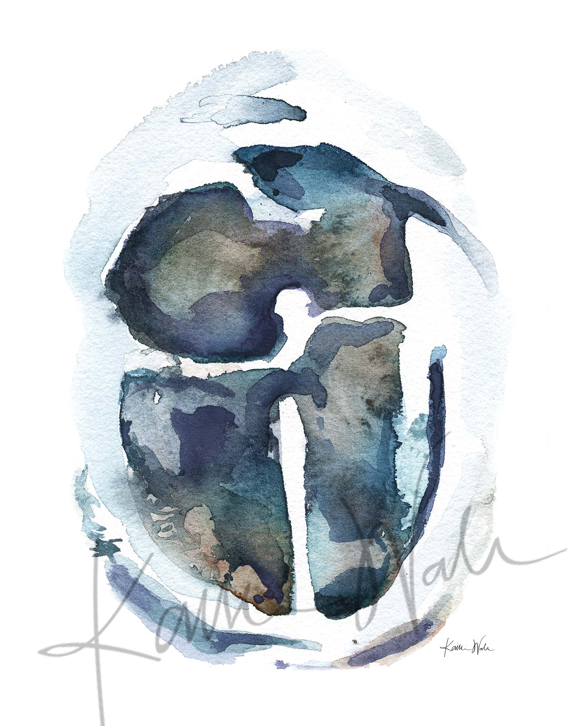 4 Chamber Heart in Neutrals Watercolor Print Set of Three