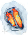 4 Chamber Heart in Scarlet Watercolor Print Set of Three