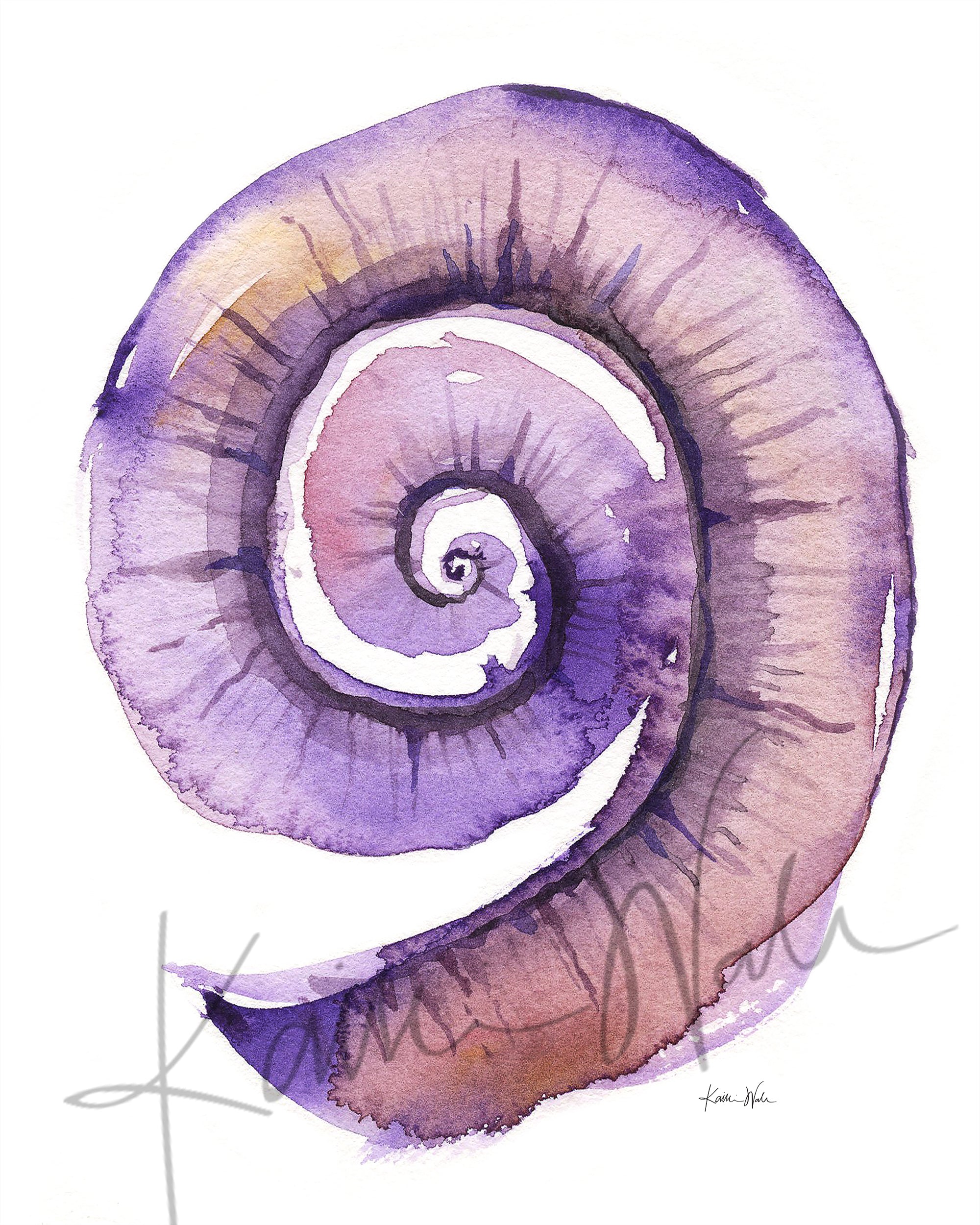 Purple Cochlea Watercolor Print