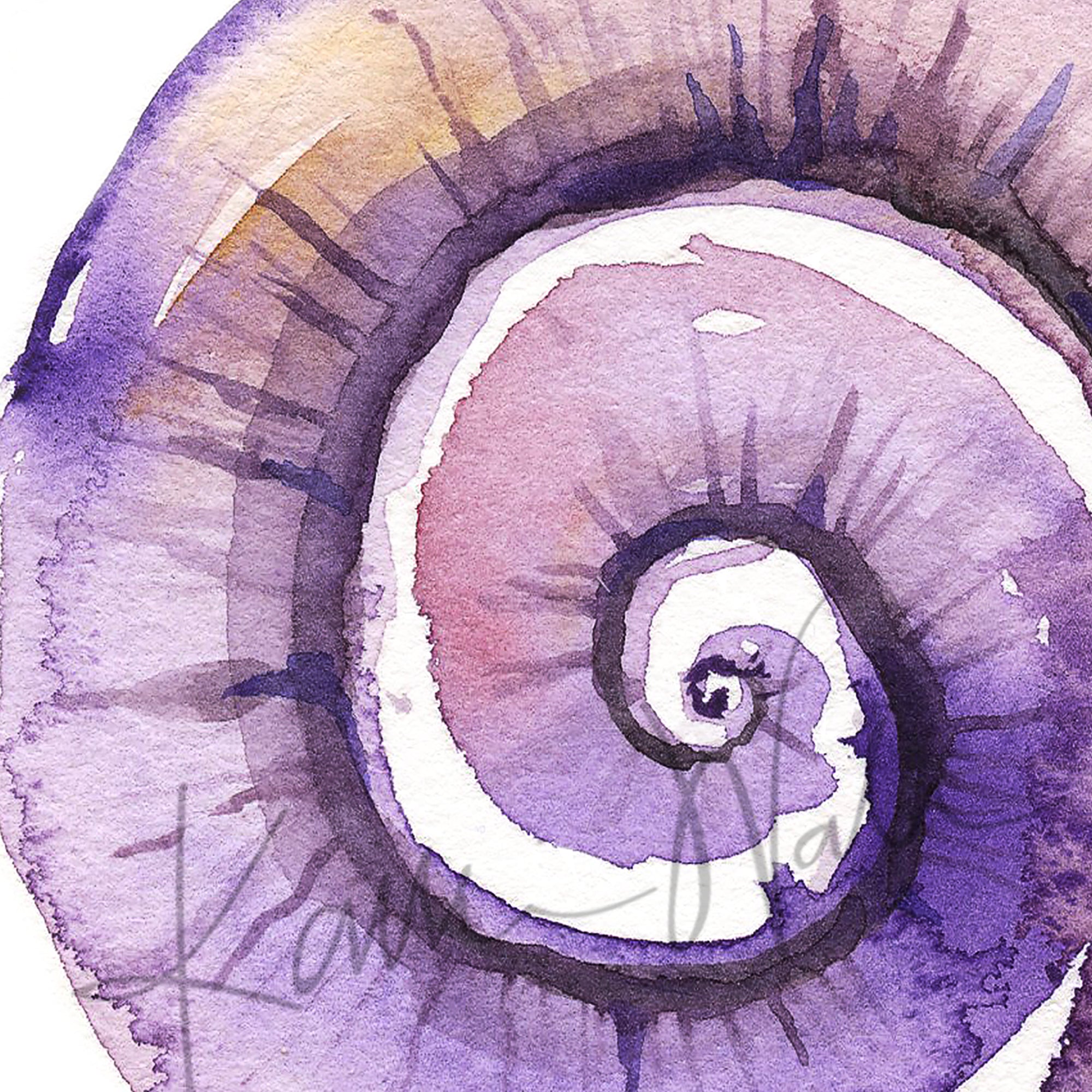 Purple Cochlea Watercolor Print