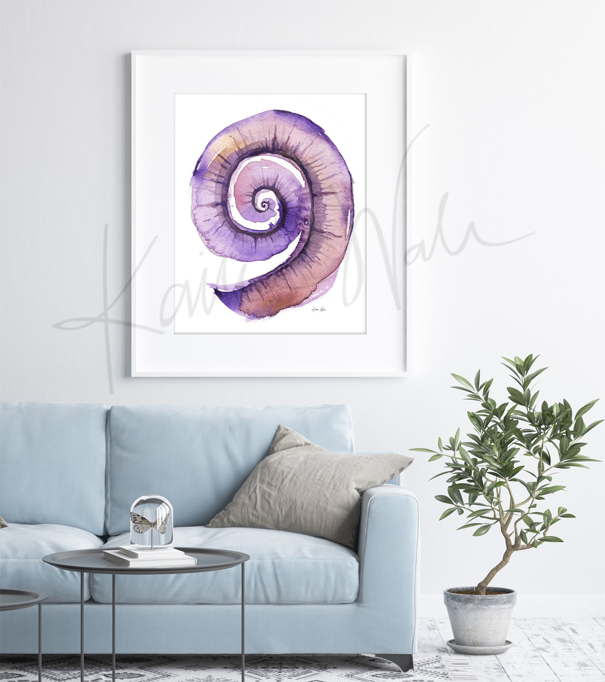 Purple Cochlea Watercolor Print