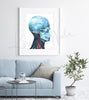 Skull and Neck Anatomy Right View Watercolor Print