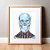 Skull and Neck Anatomy Frontal View Watercolor Print