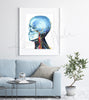 Skull and Neck Anatomy Left View Watercolor Print