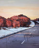 Unframed watercolor painting of a snowy Wisconsin landscape in the spring. 