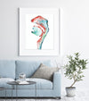 Airway In Teal Green And Red Print Watercolor