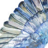 Zoomed in view of a watercolor of a crane's wings with blue feathers.