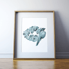 Cerebellum In Turquoise Print Watercolor