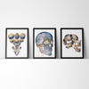 Skull Bones Watercolor Print Set