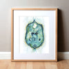 Dog Brain Mri Watercolor Print - Art Veterinarian