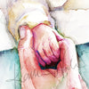 Mom & Baby Holding Hands Watercolor Print