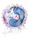 Unframed watercolor painting of a monocyte white blood cell.