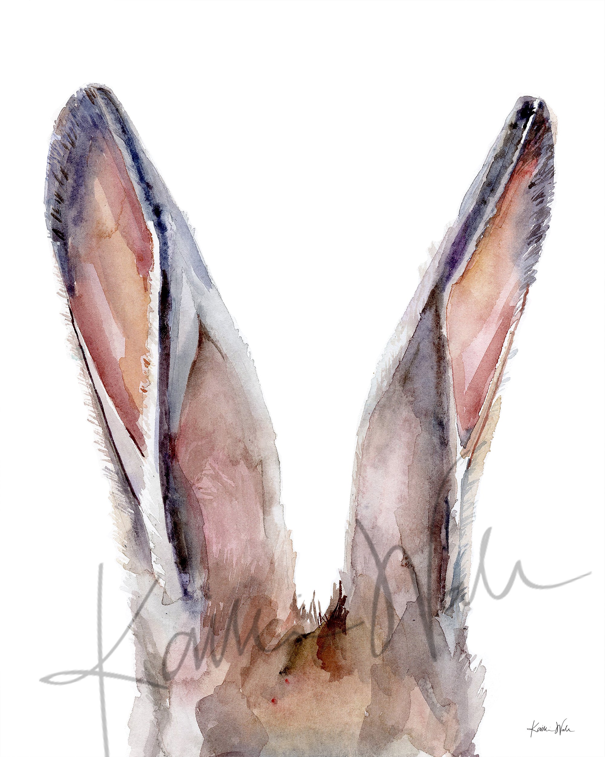 Monogrammed 'Watercolor Bunny Ears' T-Shirt