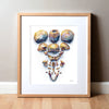 Exploded View of Skull I Watercolor Print