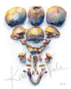 Exploded View of Skull I Watercolor Print