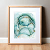 Abstract Uterus In Teal Watercolor Print