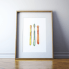 Toothbrushes Watercolor Print