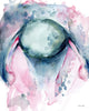 Abstract Uterus In Navy And Pink Watercolor Print