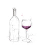 Wine & Glass Outline Watercolor Print