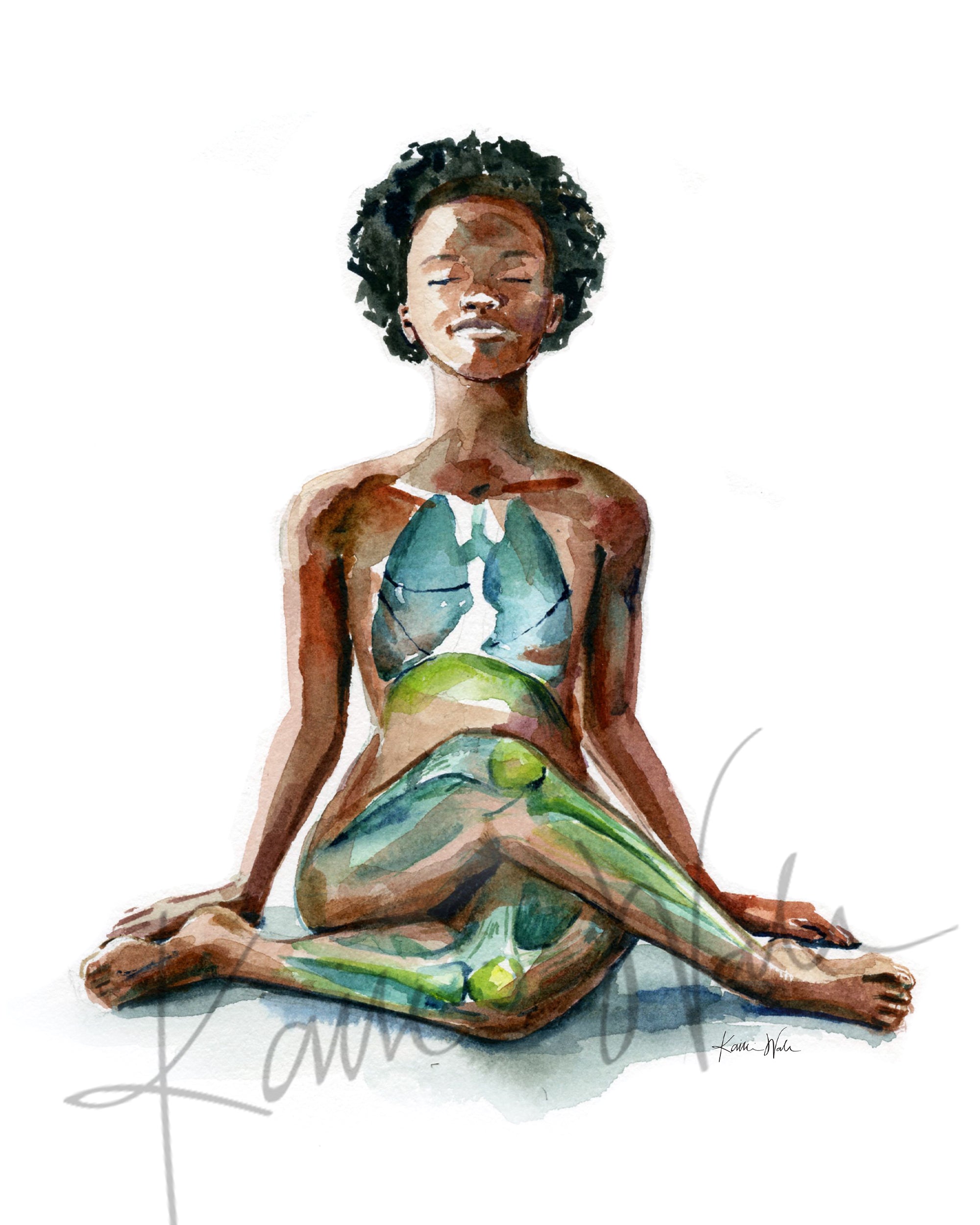 Seated Yoga Pose 1 Watercolor Print – Lyon Road Art