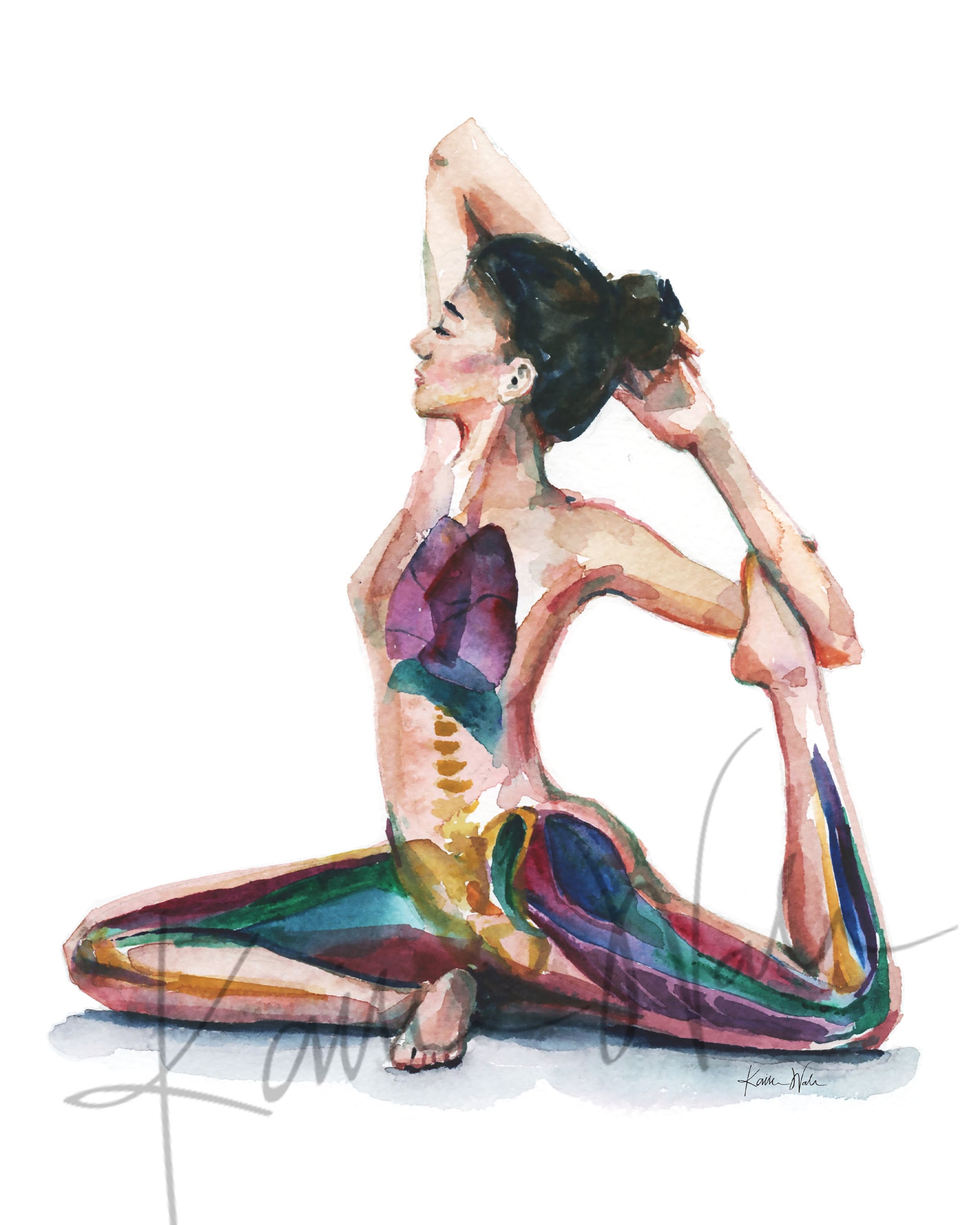 Seated Yoga Pose 2 Watercolor Print – Lyon Road Art