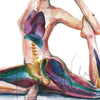 Zoomed in view of an unframed watercolor painting of one painting in a set of 3 seated yoga poses